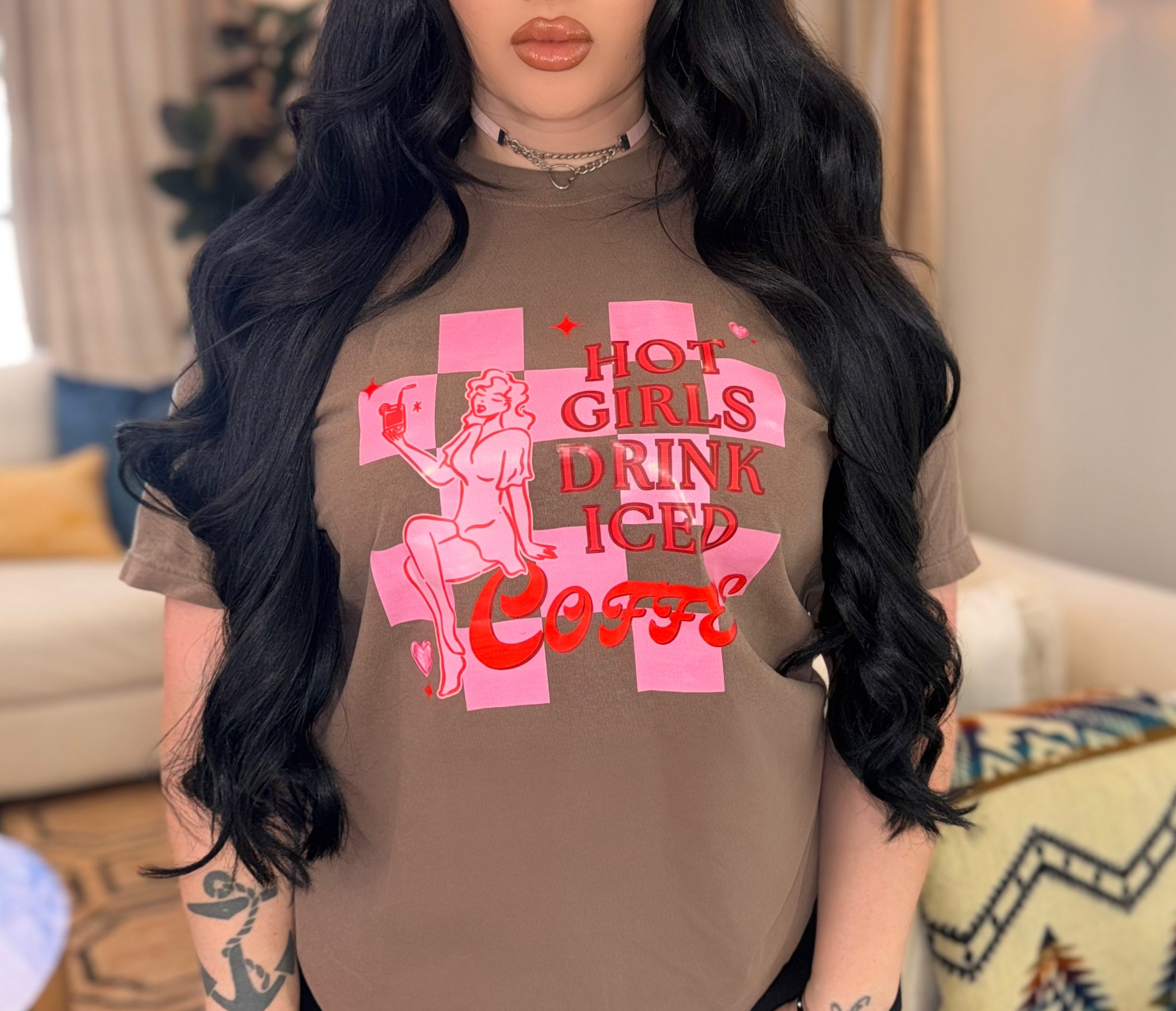 Hot girls drink iced coffee
